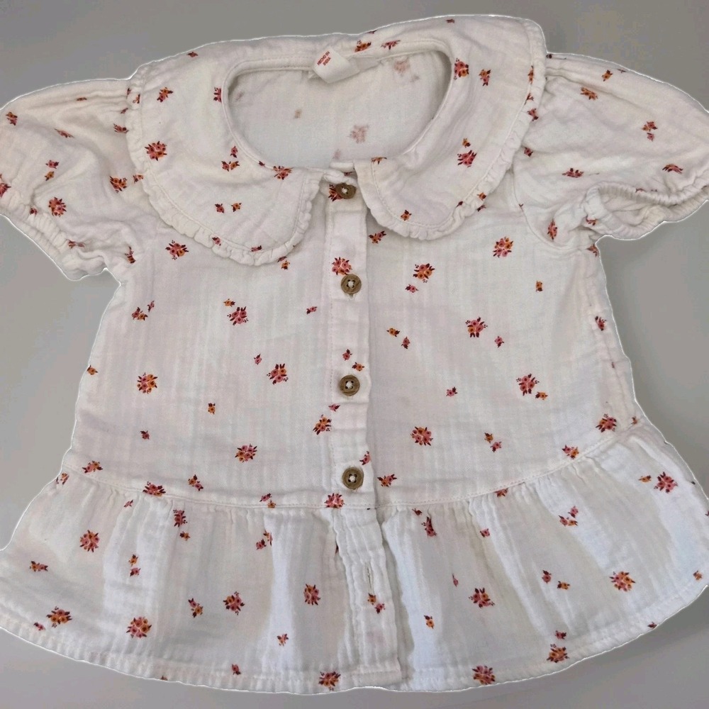 Cat & Jack Toddler Muslin Floral Top, Peter Pan‎ Collar  Sizes 4T